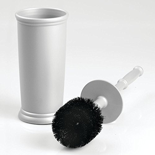 iDesign Kent Toilet Bowl Brush and Holder for Bathroom Storage - Gray | Bathroom Cleaning Storage - color: Silver