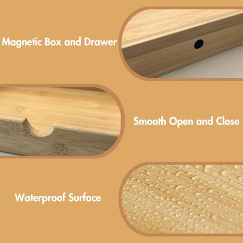 GOBAM Makeup Storage Drawer Organizer Bamboo Wood Cosmetic Display Box, Large Capacity Bathroom Beauty Countertop Organizer, Great for Bathroom Dresser - size: X-Large
