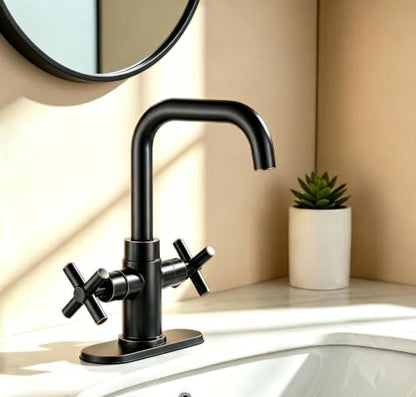 Bathroom Sink Faucet, 4 Inch Single Hole or 3 Hole Centerset Vanity Faucet, 2-Handle Handle Single Hole Bahroom Sink Faucet, Pop Up Drain Oil Rubbed Bronze Finish DF-1265CCH-ORB - color: Oil Rubbed Bronze