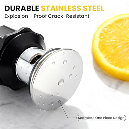 Pop up Bathroom Sink Drain with Overflow, Removable Stainless Steel Hair Catcher, Fits 1.5-1.75", Chrome Stainless Steel Bathroom Sink Stopper for Bathroom Vanity Vessel Sink Drain Stopper - color: Chrome, style: Big Popup Cap