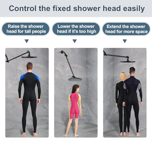 BRIGHT SHOWERS 15 Inch Extra Long Shower Head Extension Arm, Solid Brass Shower Arm Extender with Locking Screw for Rain and Handheld Showerhead, Height & Angle Adjustable, Oil-Rubbed Bronze - color: Oil Rubbed Bronze, style: 15 Inch