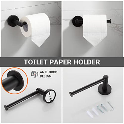 BGL Bathroom Hardware Set Matte Black 4-Pieces Bathroom Towel Rack 24 Inches Adjustable Bathroom Accessories Set - color: Matte Black, size: 4 PIECES
