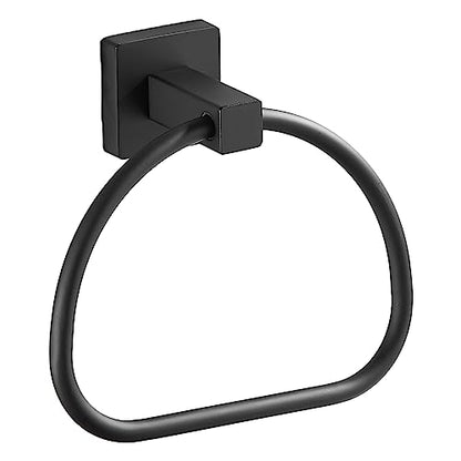 Leyden Matte Black Hand Towel Holder, Bathroom Towel Ring, Bath Hand Towel Hangers Wall Mounted Half Round Modern - color: Black