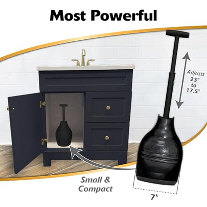 Korky Black BeehiveMAX Hideaway Heavy Duty Toilet Plunger with Holder in Black - color: Black