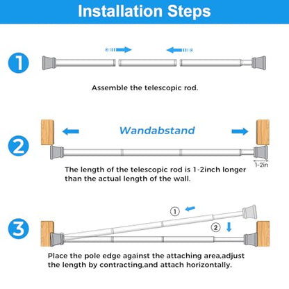 MEXAU 1 Pack White Spring Tension Curtain Rods 16-37 Inch Small Shower Rod | Adjustable Tension Rods No Drilling for Window, Bathroom, Closet, 7/8"Spring Tension Rods,Small Shower Curtain Rod,Iron - color: White-1P, size: 16-37 inch