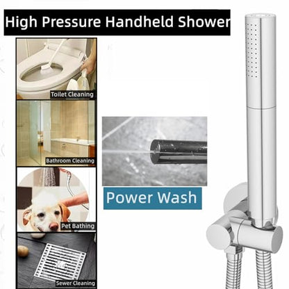 AYIVG Chrome Finish Round Brass 2 In 1 Function High Pressure Handheld Shower Head Sprayer Hand Shower Wand with 59 Inch Hose For Bathroom Shower System - color: Chrome