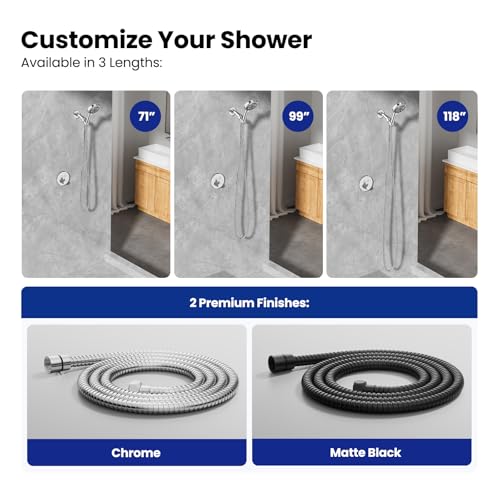 JOMOO 71-Inch Extra Long Shower Hose, Stainless Steel Shower Hose Replacement with Anti-Kink Flexible Design, Universal 1/2" for Bathroom Hand held Showerhead, Chrome - color: Chrome, size: 71 Inch