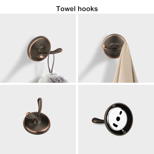 4 Piece Antique Bathroom Hardware Accessories Set Oil Rubbed Bronze,24 Inch Towel Bar Set,Towel Rack Set,Bathroom Towel Holder Set - color: Oil Rubbed Bronze