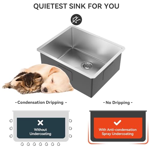 23" Undermount 18 Gauge 304 Stainless Steel Single Bowl Kitchen Sink with Accessary in 23"Lx18"Wx10"D - size: 23"L x 18"W x 10"D Single Bowl