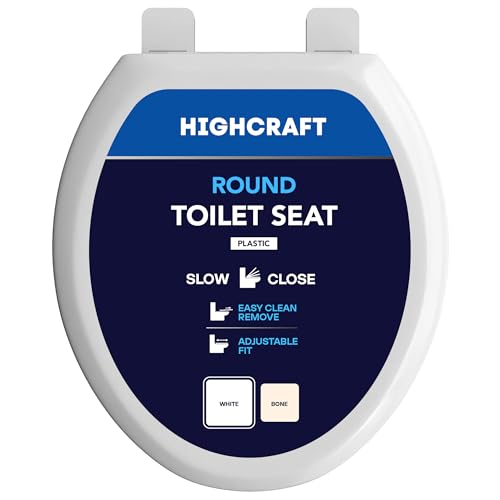 Highcraft W4TSPR Round Plastic Toilet Seat Slow Close ? Easy Remove, White - color: White, size: Round Plastic