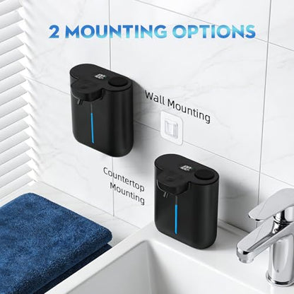 RYTOXILO Automatic Soap Dispenser Touchless, 9 Levels Soap Dispenser Wall Mount, 16.9oz/500ml Automatic Hand Soap Dispenser for Bathroom, Plastic Electric Dish Soap Dispensers for Kitchen, Black