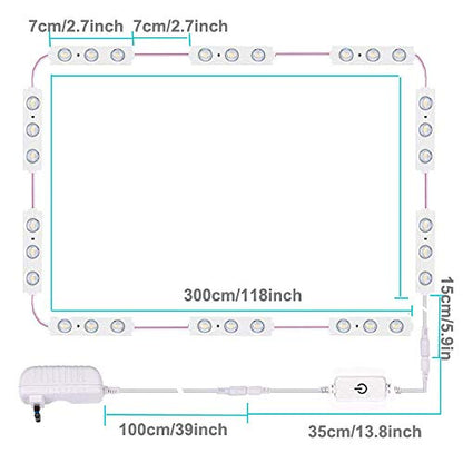 Led Vanity Mirror Lights, Hollywood Style Vanity Make Up Light, 10ft Ultra Bright White LED, Dimmable Touch Control Lights Strip, for Makeup Vanity Table & Bathroom Mirror, Mirror Not Included