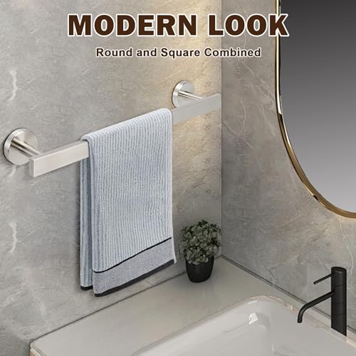16 Inch Bath Towel Bar (13" Usable Length), SUS304 Stainless Steel Towel Rack Holder Wall Mounted, Modern Shower Rod for Compact Bathroom Kitchen Home Decor (Brushed Nickel)