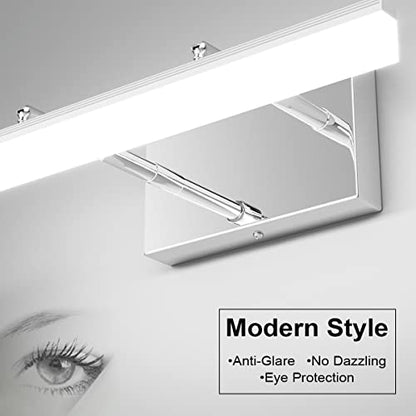 Aipsun 15.7 inch LED Vanity Lights Adjustable Bathroom Wall Light Bathroom Lighting Fixture Over Mirror Chrome Modern Vanity Lighting 5500K - color: Chrome, size: 15.7 in