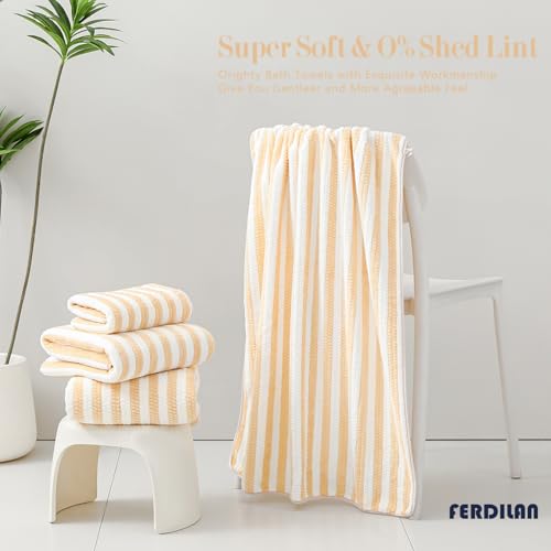 18-Piece Microfiber Bath Towels Set - 6 Bath Sheet, 6 Hand Towels, 6 Washcloths, Soft, Highly Absorbent Bathroom Towel, Quick Dry & Less Lint Shower towel for Bathroom, Hotel, Spa, Dorm-Apricot Yellow - color: Z-apricot Yellow