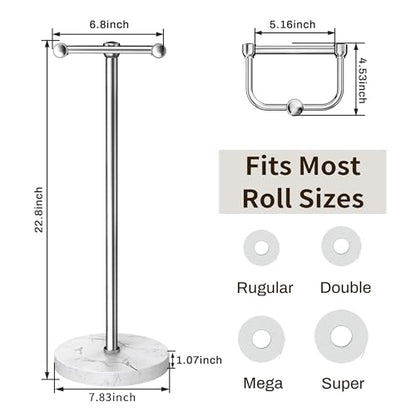 RARXTR Toilet Paper Holder Stand, Bathroom Free Standing Toilet Paper Stand with Modern Marble Base, Post Pivoting Toilet Paper Stand with Stainless Steel Tissue Rack, Rust-Proof & Heavy Base(Chrome) - color: Chrome, size: With Marble Base