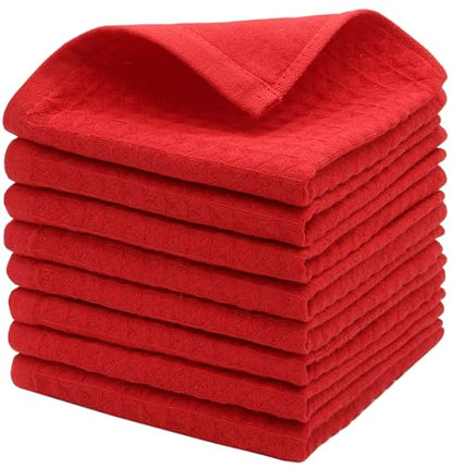 Washcloths Cotton Dish Cloths, 8 Pack,12”x12”,Red Dish Rags | Absorbent Wash Cloths For Bathroom&Kitchen, Soft Kitchen Washcloths Wash Rags, Double Deck Small Hand Towels For Kicthen - color: Red