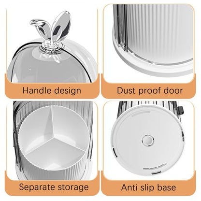 Toothbrush Holder with Sliding Lid, Toothbrush Holders for Bathrooms,360° Rotating Makeup Brush Storage Rack - Waterproof and Dustproof, Toothbrush Toothpaste Holder Beauty Brush (White) - color: White