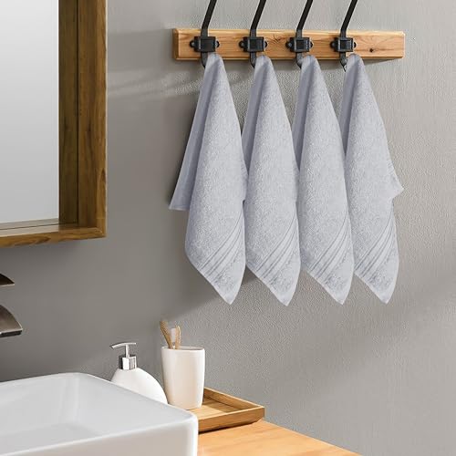 BOUTIQUO Ultra Soft Cotton Washcloths, Contains 12 Piece Face Cloths 12x12 inch, Ideal for Everyday use Face Towels, Compact & Lightweight Multi Purpose Washcloths - Light Grey - color: Ligtht Grey, size: Washcloths - Set of 12