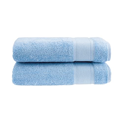 HALLEY 100% Turkish Cotton Bath Towels (Pack of 2) - Hotel & Spa Quality - Super Soft, Quick Drying & Absorbent Towels for Bathroom, Guest Room, Shower, Beach, Bath, Pool, Gym & Yoga - Blue - color: Baby Blue, size: 2-Pack Bath Towels