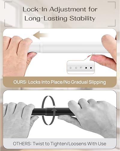Heavy Duty Tension Curtain Rod by EZFurni, 63 to 160 Inches, Anti-Slip Spring Loaded Curtain Rods No Drilling, Apartment Renter Friendly Tension Rods for Windows, Bathroom, Patio, Room Divider, White - color: White, size: 63-160 Inches
