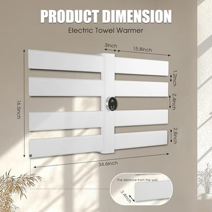 K&KALONZO Electric Towel Warmer Wall Mount Heated Rack Timer, 8-Bar,White | Fast Heat in 2 Min, 3 Heat Levels, Anti-Scald, NTC Safety, Plug-in/Hardwired Aluminum Towel Warmer for Bathroom - color: White, size: 8-Bar
