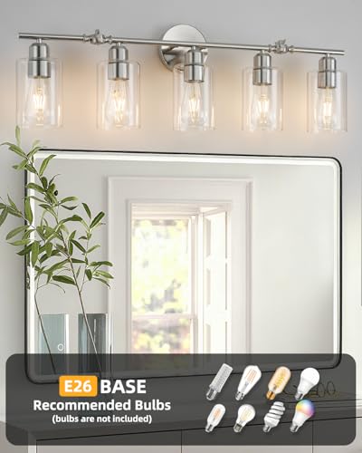 5-Light Bathroom Light Fixtures, Brushed Nickel Vanity Lights for Bathroom - color: Brushed Nickel, size: 5 Light - 1 pack