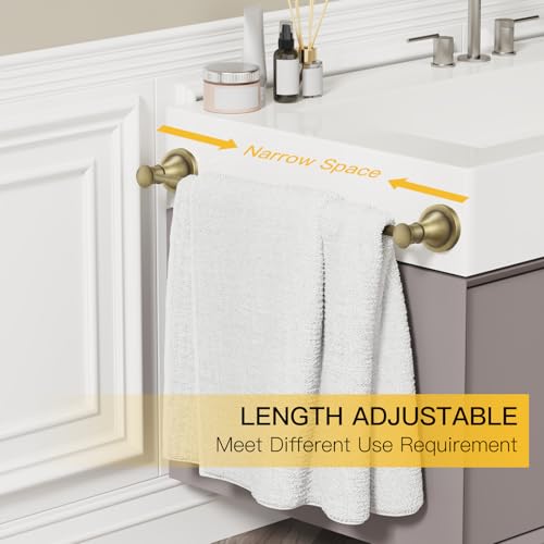 Towel Racks for Bathroom Wall Mounted Bath Towel Bar Antique Brass | Adjustable 16-26 In, Wall Mounted Towel Holder, Stainless Steel, Rustproof, Towel Bar Rod Hanger Hardware Accessories Hotel - color: Antique Brass