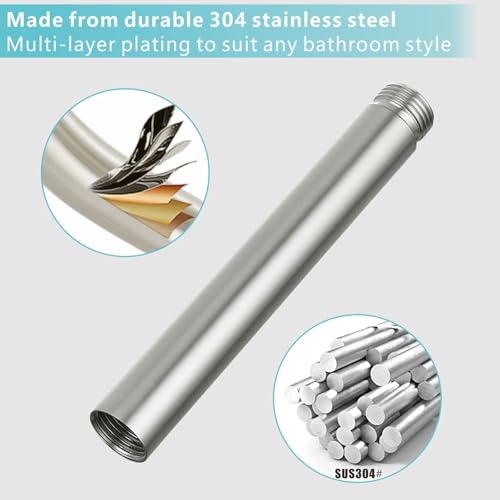 Shower Extension Arm, Solid Stainless Steel Shower Pipe Extension with Teflon Tape and Washer, For Lowering or Extending Showerhead(4 Inch, Brushed Nickel) - color: Brushed Nickel, style: 4 Inch
