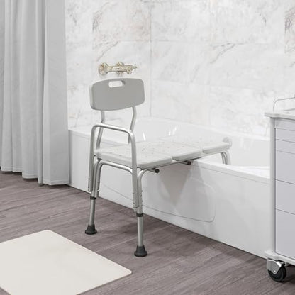 Flash Furniture HERCULES Series 300 Lb. Capacity Adjustable White Bath & Shower Transfer Bench with Back and Side Arm - color: White