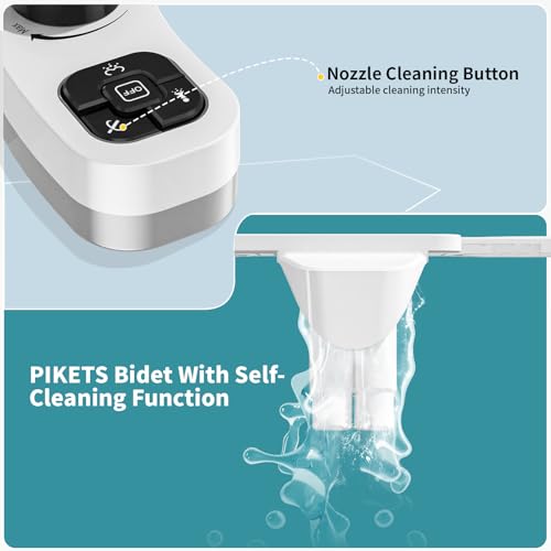 PIKETS Bidet Attachment for Toilet, Dual Nozzle (Frontal and Rear Wash) Non-Electric Fresh Water Bidet Toilet Seat Attachment with Nozzle Self Cleaning, Adjustable Water Pressure (Black) - color: Black