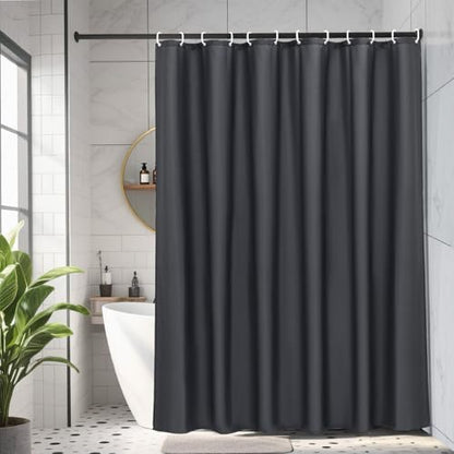 AooHome Standard Shower Liner, Solid Polyester Fabric Solid Shower Curtain Liner for Hotel with Hooks, Water Repellent, Weighted Hem, Charcoal, 72x72 inch - color: Dark Grey, size: 72"W x 72"L (Pack of 1)