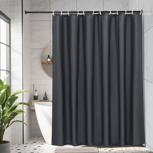 AooHome Extra Long Shower Curtain 72 Width x 84 Height Inch, Solid Fabric Shower Curtain Liner for Hotel, Waterproof, Dark Grey - color: Dark Grey, size: 72"W x 84"L (Pack of 1)