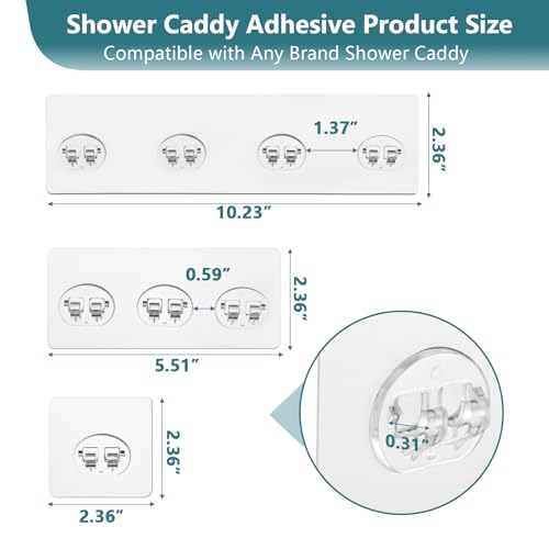 14 Pack Shower Caddy Adhesive Replacement, Strong Shower Shelf Adhesive Hooks for Corner Shelf Basket, Bathroom Rack, Kitchen Rack and Soap Holder - size: 14Pack( 4Pack10.23"&4Pack5.51"&6Pack2.36")