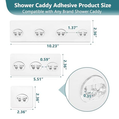 14 Pack Shower Caddy Adhesive Replacement, Strong Shower Shelf Adhesive Hooks for Corner Shelf Basket, Bathroom Rack, Kitchen Rack and Soap Holder - size: 14Pack( 4Pack10.23"&4Pack5.51"&6Pack2.36")