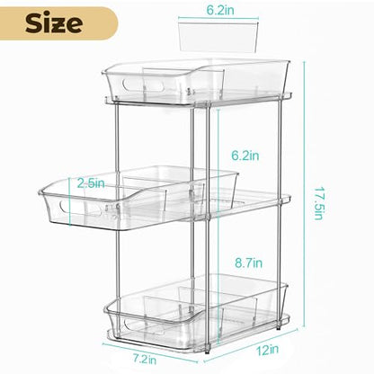 incostar 2 Sets of 3-Tier Bathroom Under Sink Organizers | Pull-Out Storage, With Dividers, Slide-Out Clear Storage, For Cupboard Bathroom Vanities Cabinet - style: 2 Pack 3 Tier