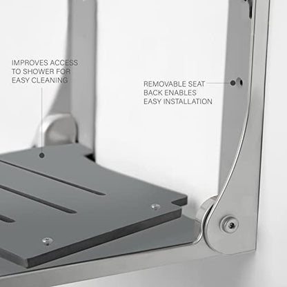 Seachrome SHAF-185155-PGS-S-SL Shower, Grey Seat with Silver Frame - color: Gray Seat With Silver Frame