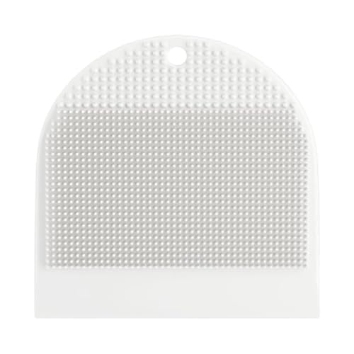 Shower Cleaning Brush Multifunction Silicone Cleaner Suction Cup | Dish Washing Brush with Squeegee for Indoor Home Apartment Bathroom Countertop Sink Shower Glass - color: White