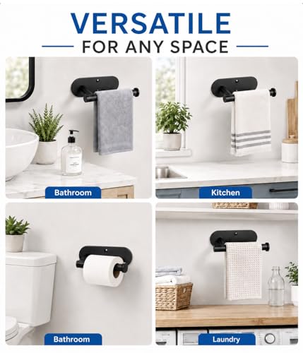2Pcs Hand Towel Holder for Bathroom, Matte Black Small Hand Towel Racks Bar Hanger for Rv Kitchen Wall Mounted, Thicken 6.3" SUS304 Stainless Steel Towel Ring, Modern Contemporary, Heavy Duty, 2 Pack - color: Matte Black