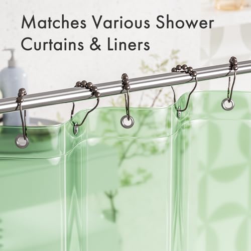 Bronze Shower Curtain Hooks, 12PCS Rust-Resistant Metal Shower Hooks Ring Shower Rings for Curtain, Rolling Shower Curtain Rings for Bathroom Shower Rod Shower Curtain Hangers - color: Bronze