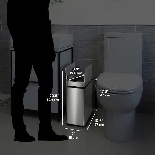 iTouchless 4 Gal Nursery Waste Bin | Wings-Open Sensor Trash Can | Steel | Dual Panels Lift Straight Up, Not Out | Wave-Open Lid Needs No Touch | 150,000-Cycle Motor | Fingerprint-Resistant Finish - color: Stainless Steel