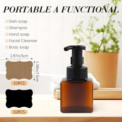 8.5 oz Foaming Soap Dispenser Plastic Foaming Pump Bottle, Refillable Dispenser with Plastic Pump, Empty Hand Bottles for Liquid Soap, Shampoo, Bathroom,Hotel,Restaurant (60, Brown) - color: Brown, size: 60