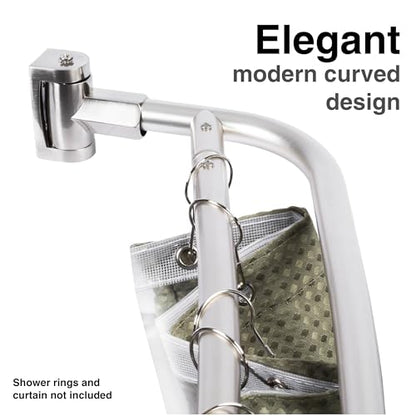 JS Jackson Supplies Double Curved Shower Rod, Metal Construction, Adjustable Between 44 to 70 Inches, Aluminum Rods and Zinc Mounting Hardware, Quality Modern Bathware, Brushed Nickel Finish - color: Brushed Nickel