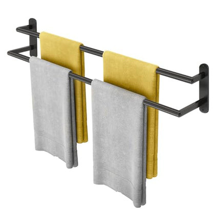 Double Towel Bar 32 Inch, Towel Racks for Bathroom, Wall Mount Bathroom Towel Holder, Stainless Steel Bathroom Towel Rack, Towel Rod Double Towel Hanger(Matte Black) - size: 32 Inch