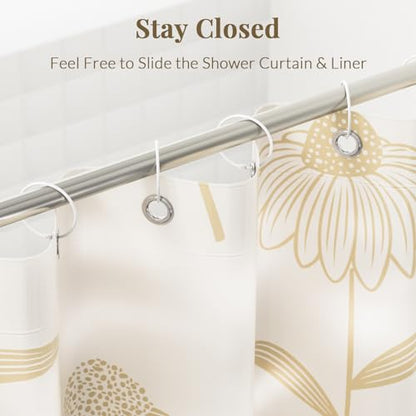Bathway Anti-Drop Shower Rings, 12 Pcs Metal Rings for Curtain Rod, Rust Proof, White - color: White, style: Classic Round