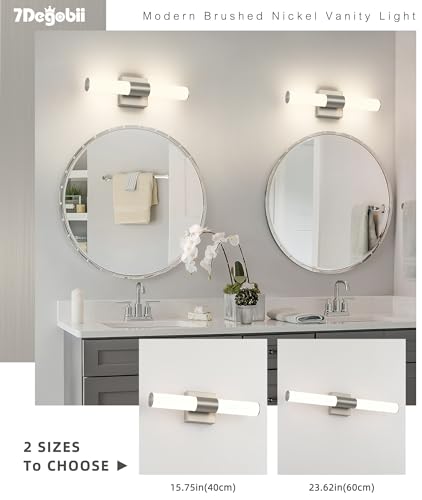 Brushed Nickel Vanity Light for Bathroom Lights Fixtures Over Mirror 5CCT Dimmable Vanity Light Bar 15.74-Inch 12W Bathroom Lighting Fixtures for Mirror - size: 15.74 in-12W-5CCT