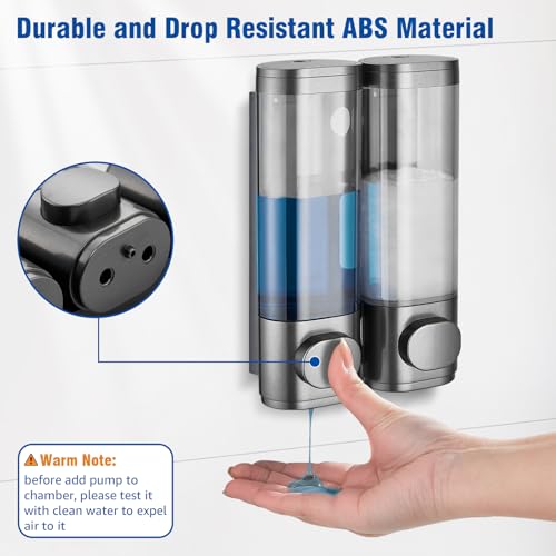 Pollock Shampoo and Conditioner Dispenser 2 Chamber No Drill | Shower Soap Pump Dispenser Wall Mounted,Body Wash Dispenser,Shower Gel Shampoo Holder for Bathroom Accessories, (Gun 2) - color: Gun 2