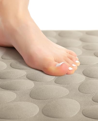 Bligli Bathtub Mat Non Slip, 16x31.5 inch Extra Long Bath Tub Mat with Strong Suction Cups, Soft Rubber Bathroom Floor Mat, Machine Washable, 100% BPA Free (Brown) - color: Brown, size: 31.5" x 16" (Rectangular)