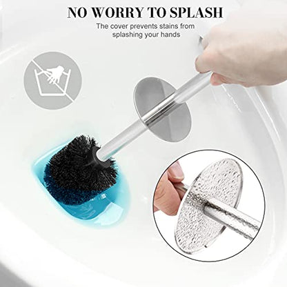 Toilet Brush and Holder, 2 Pack Toilet Brush with 304 Stainless Steel Long Handle, Toilet Bowl Brush for Bathroom Toilet-Ergonomic, Elegant,Durable (Blue) - color: Blue