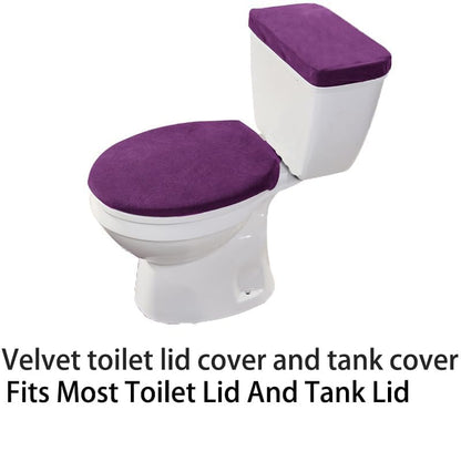 Madeals Memory Foam Long Bathroom Mat Sets and Toilet Rug Set 3 Piece and with Toilet Lid Cover and Tank Cover Set Purple - color: Purple, size: 20"x46"/20"x32"/Contour/Lid Cover/Tank Cover